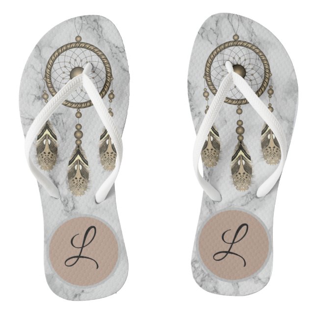 Monogramm des eleganten Goldträumers Flip Flops (Fußbett)