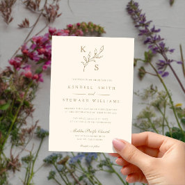 Monogramm des eleganten Greenery Floral Wedding Lo Einladung