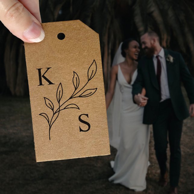 Monogramm des eleganten Greenery Floral Wedding Lo Permastempel (Von Creator hochgeladen)