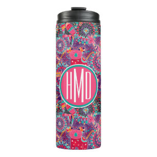 Monogramm des ethnische Art-Tiermuster- Thermosbecher