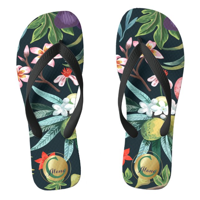 Monogramm des exotischen tropischen Paradieses Flip Flops (Fußbett)