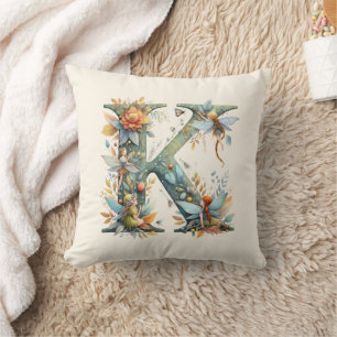 Monogramm des Farbgrün der Fairies für Aquarellfar Kissen