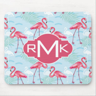 Monogramm des Flamingo-Muster- Mousepad