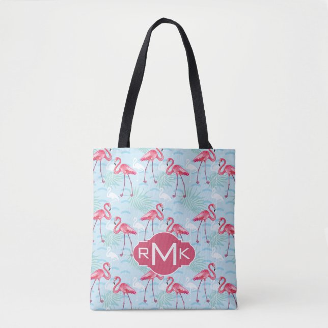 Monogramm des Flamingo-Muster-| Tasche (Vorderseite)