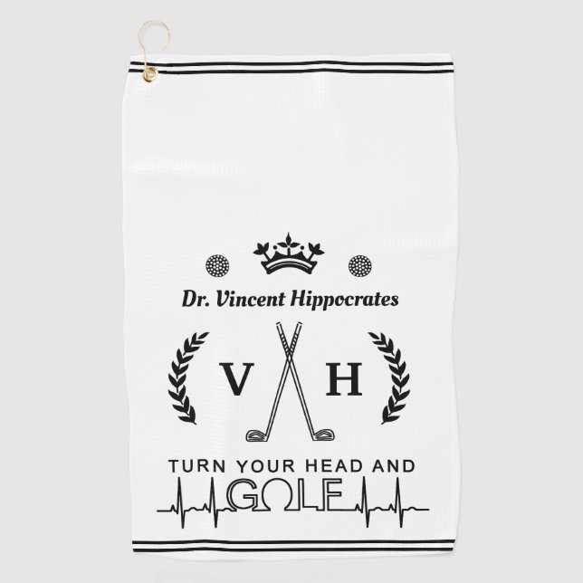 Monogramm des Funny Doctor Physician Personalisier Golfhandtuch (Vorderseite)
