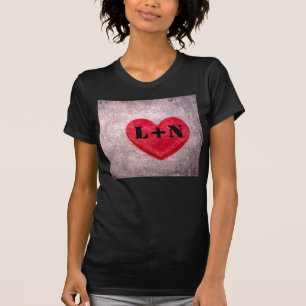 Monogramm des gestrichelten Herzens personalisiere T-Shirt