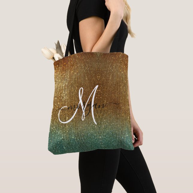 Monogramm des Glitzer Holografisches Gold Tasche (Von Nahem)