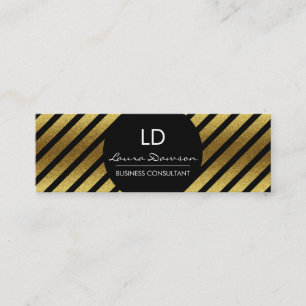 Monogramm des Gold-Glamours und Streifen Mini Visitenkarte