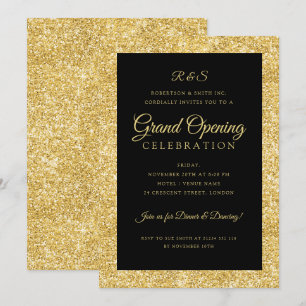 Monogramm des Grand Opening Gold Glitzer  Einladung