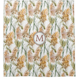 Monogramm des grasbewachsenen Pampas-Musters grün Duschvorhang