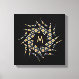 Monogramm des Grau-Gelb-Sterndreiecks Leinwanddruck
