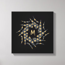 Monogramm des grauen Gelbsterndreiecks Leinwanddruck