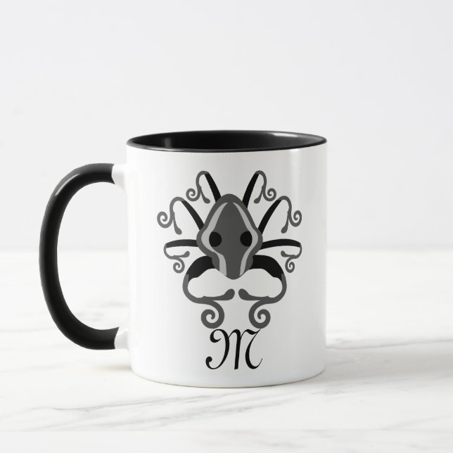 Monogramm des grauen Tintenfischs Tasse (Links)
