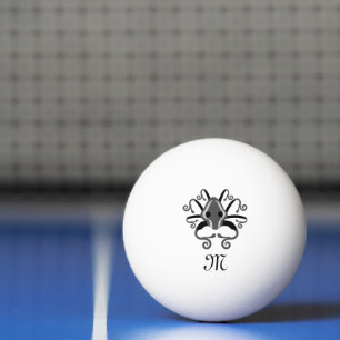 Monogramm des grauen Tintenfischs Tischtennisball