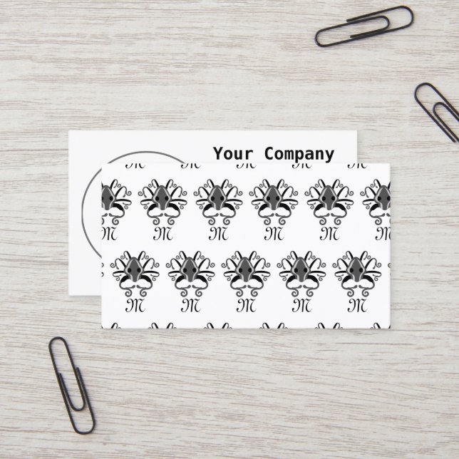 Monogramm des grauen Tintenfischs Visitenkarte (Vorderseite/Rückseite Beispiel)