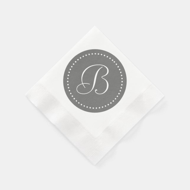 Monogramm des grauen/weißen Punktes Serviette (Ecke)