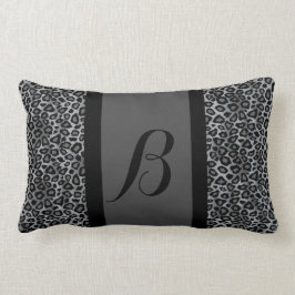 Monogramm des grauer Leopard-Tierdruck-Muster-| Lendenkissen