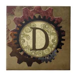 Monogramm des Grunge-Steampunk-Gebers Fliese