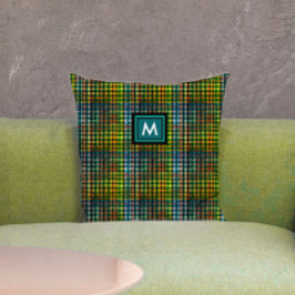 Monogramm des Karierten Tartan-Musters Kissen