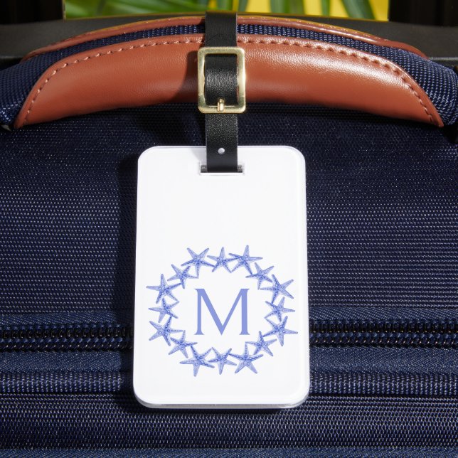 Monogramm des Kastenblau-Weiß-Starfish Gepäckanhänger (Vorderseite Insitu 2)