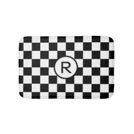 Monogramm des klassischen schwarz-weiß karierten M Badematte
