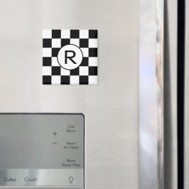 Monogramm des klassischen schwarz-weiß karierten M Magnet