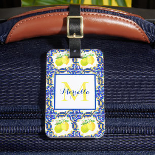 Monogramm des Lemon-Mittelmeers Personalisiert Gepäckanhänger