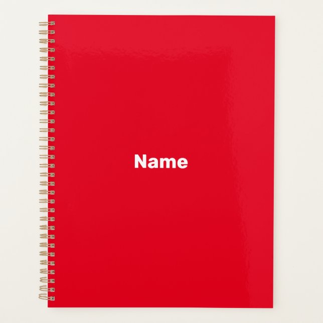 Monogramm des Minimalistischen roten benutzerdefin Planer (Vorderseite)