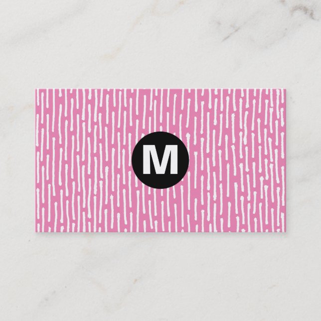 Monogramm des mittleren Punktes - Linien - Rosa Visitenkarte (Vorderseite)