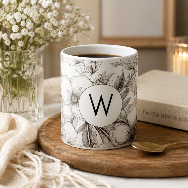 Monogramm des modernen Blooms Kaffeetasse (Von Creator hochgeladen)