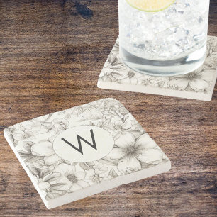 Monogramm des modernen Blooms Steinuntersetzer