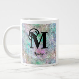 Monogramm des modernen Glitzer mit Pastellfarbe Jumbo-Tasse