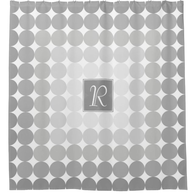 Monogramm des modernen grauen Kreises Duschvorhang (Vorderseite)
