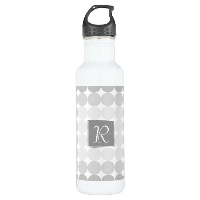 Monogramm des modernen grauen Kreises Edelstahlflasche (Vorderseite)