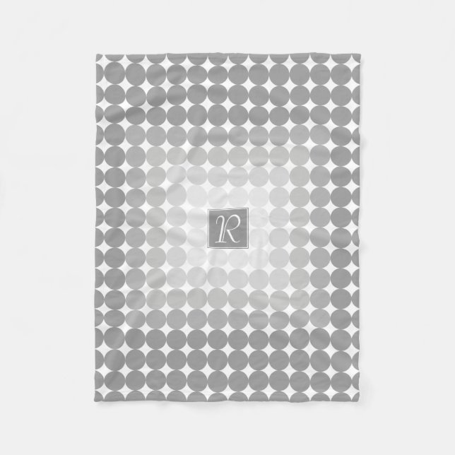 Monogramm des modernen grauen Kreises Fleecedecke (Vorderseite)
