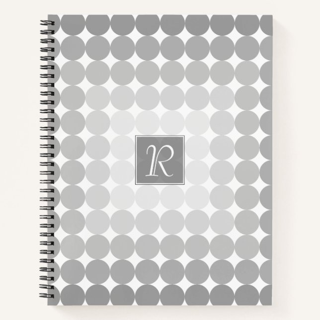 Monogramm des modernen grauen Kreises Notizbuch (Vorderseite)