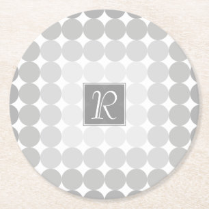 Monogramm des modernen grauen Kreises Runder Pappuntersetzer