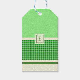 Monogramm des modernen grünen Karos Geschenkanhänger