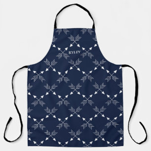 Monogramm des modernen Navy Blue/White Arrow-Muste Schürze