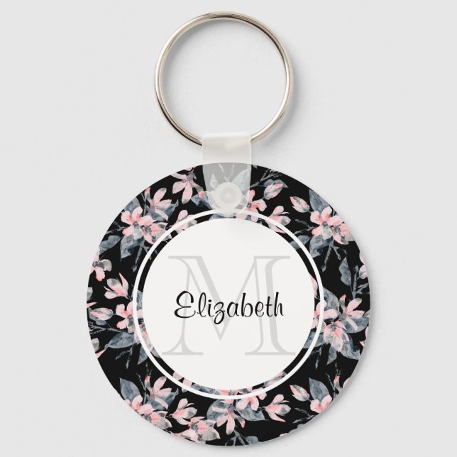 Monogramm des Musters für das blaue Flor-Farbmuste Schlüsselanhänger (Vorderseite)