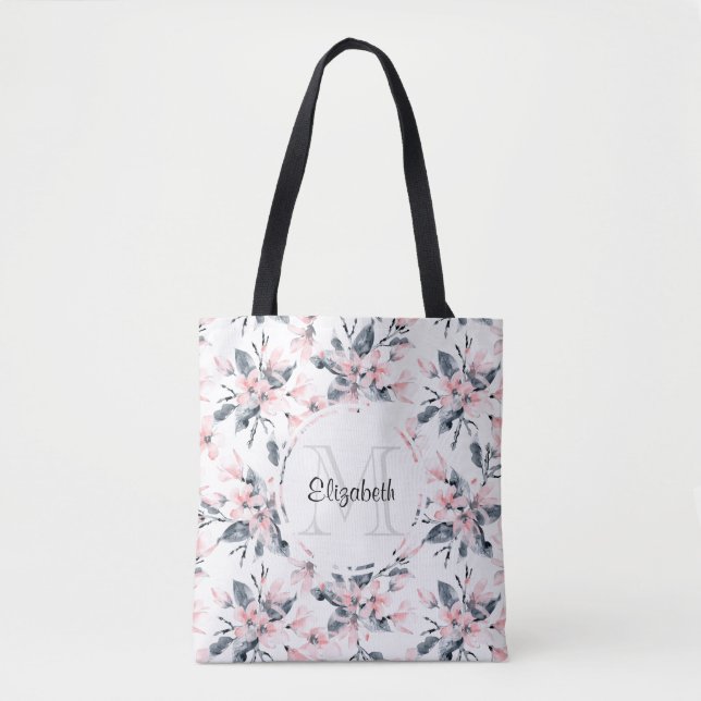 Monogramm des Musters für das blaue Flor-Farbmuste Tasche (Vorderseite)