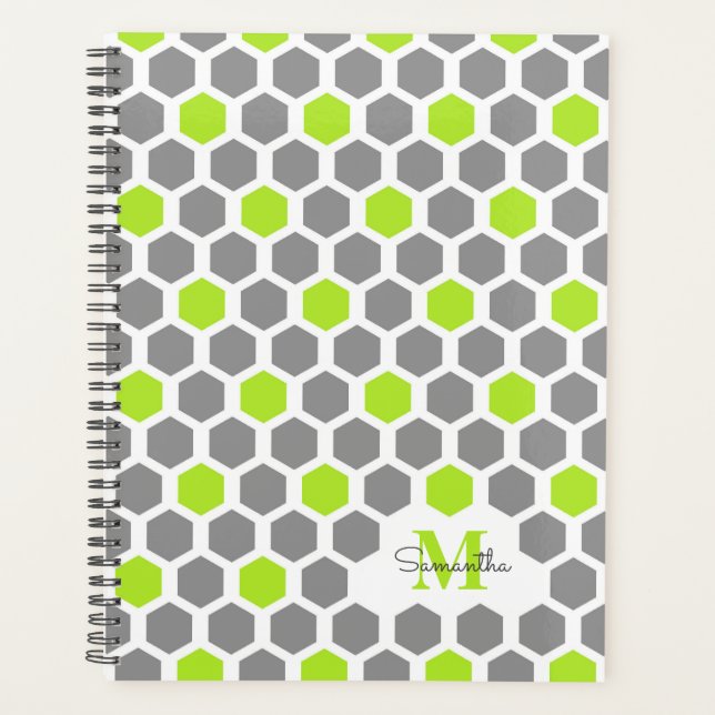 Monogramm des Musters für das moderne Lime-Green G Planer (Vorderseite)