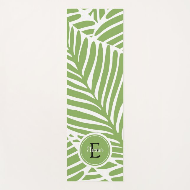 Monogramm des niedlichen Girl Feminine Leaf-Muster Yogamatte (Vorderseite)