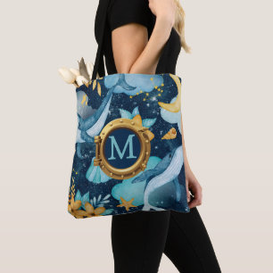 Monogramm des niedlichen Whale-Nautical-Ship-Porth Tasche