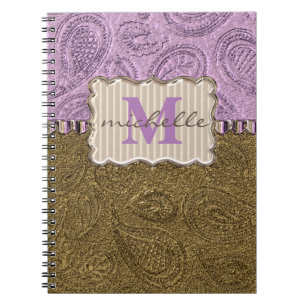 Monogramm des Paisley-Musters Notizblock