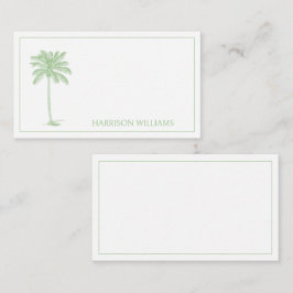 Monogramm des Palm Palmetto Trees grün und weiß Mitteilungskarte