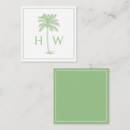 Monogramm des Palm Palmetto Trees grün und weiß Mitteilungskarte