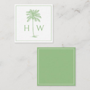 Monogramm des Palm Palmetto Trees grün und weiß Mitteilungskarte