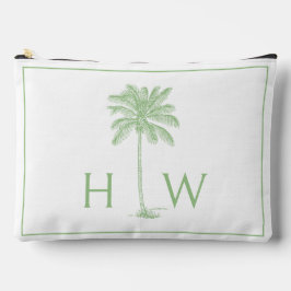 Monogramm des Palm Palmetto Trees grün und weiß Zubehörtasche