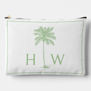 Monogramm des Palm Palmetto Trees grün und weiß Zubehörtasche